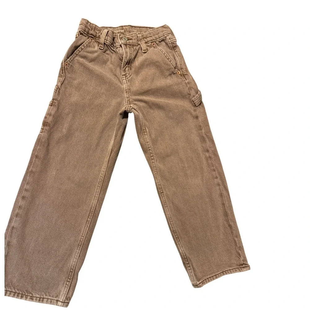 Old Navy Baggy Carpenter Jeans boys‎ Size 7 Brown Denim Pants Cargo Pockets